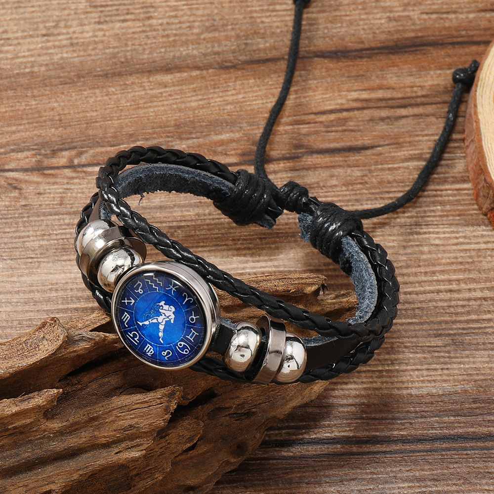 Retro Constellation Pu Leather Knitting Unisex Bracelets display picture 6