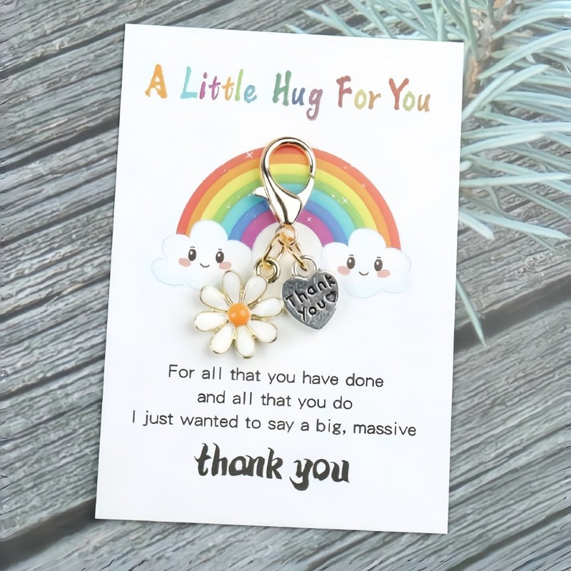 跨境新款A Little Hug For You英文感恩祝福卡创意卡通花朵钥匙扣|undefined