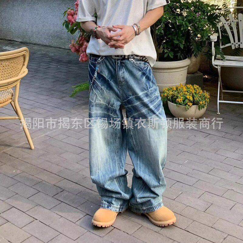 黑色水洗多口袋牛仔裤女胖mm大码夏季高腰宽松直筒裤阔腿工装裤子|undefined