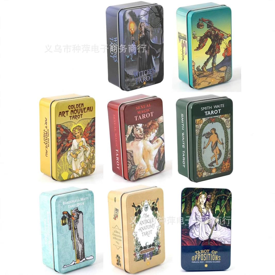 Жестяная колода Таро English Tarot Card с золотым тиснением по краю и брошюрой description