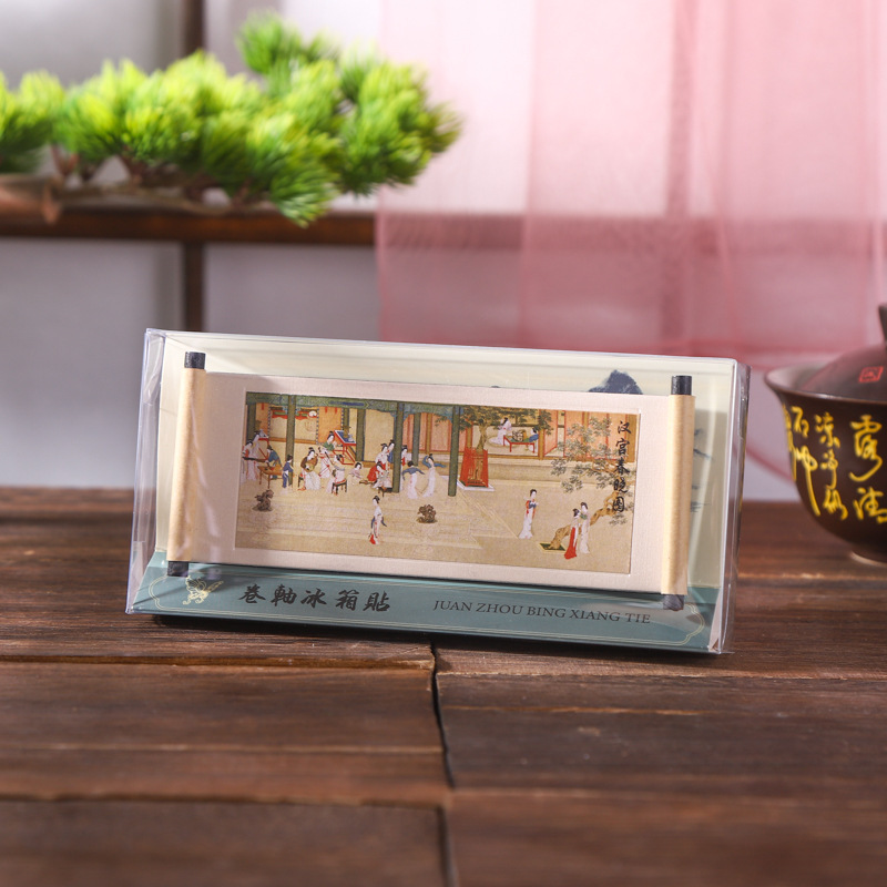中国画シリーズ木製巻物冷蔵庫マグネット文化創造ギフト木製磁気記念品博物館ギフト|undefined