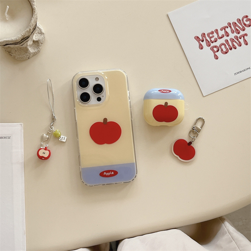 Simplicidad ins color a juego, manzana roja, funda para teléfono móvil 16ProMax iphone13/14 Apple 15 colgante 16 mujeres