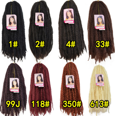 Afro kinky Marley trenza orugas negras explosión cabeza africana peluca trenza