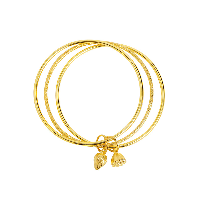 Vietnam Shajin anillo brazalete de loto marea nacional estilo antiguo anillo de tres anillos liso esmerilado joyería Yiwu suministro directo de fábrica de celebridades de Internet