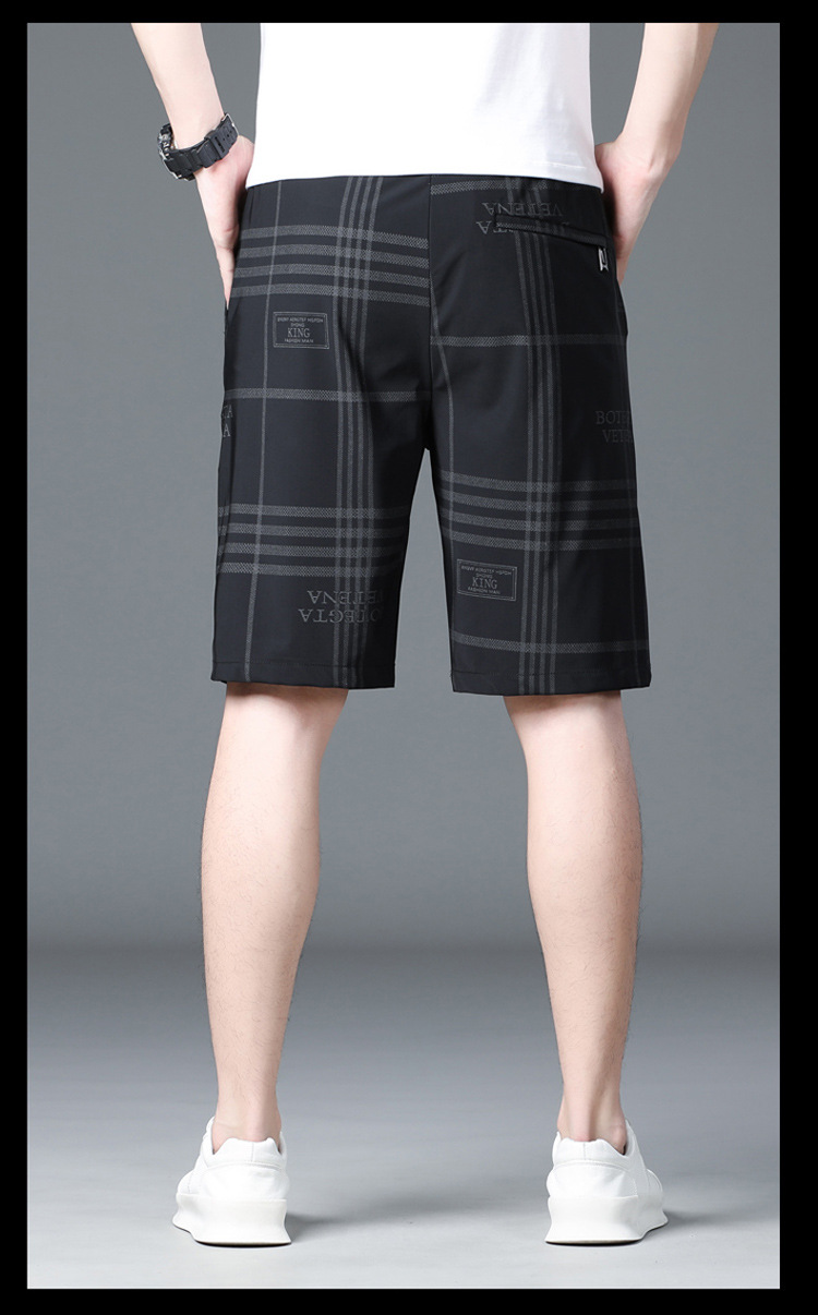 2023 New Denim Shorts Split Black Tight Loose Waist Casual Men's Middle Pants Dark Pattern_voghion.com