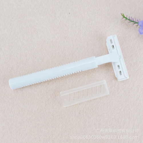 Factory direct supply to hotel bathhouse disposable razor double-layer men's manual razor plastic small round handle