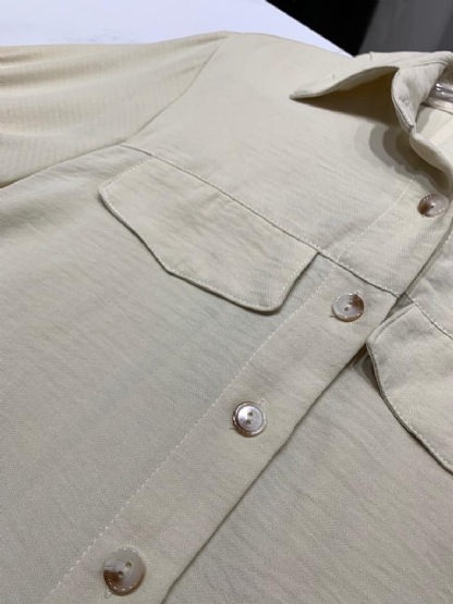 GraceChic GraceChic Set casual alla moda latino-americana, elegante, tinta unita, con maniche a lanterna, camicia monopetto a vita alta_voghion.com