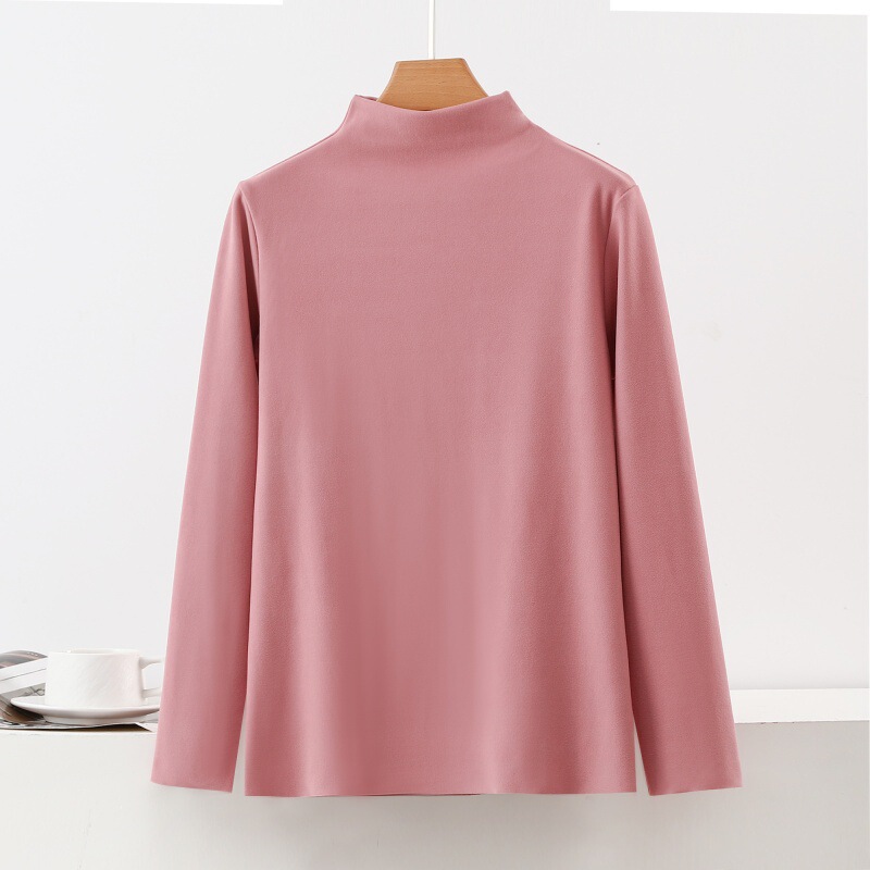 Women's thermal underwear for autumn and winter, fleece-lined and thickened, long-sleeved, slim-fit, heat-generating, half-high collar base layer, cross-border Women's thermal underwear for autumn and winter, fleece-lined and thickened, long-sleeved, slim-fit, heat-generating, half-high collar base layer, cross-border