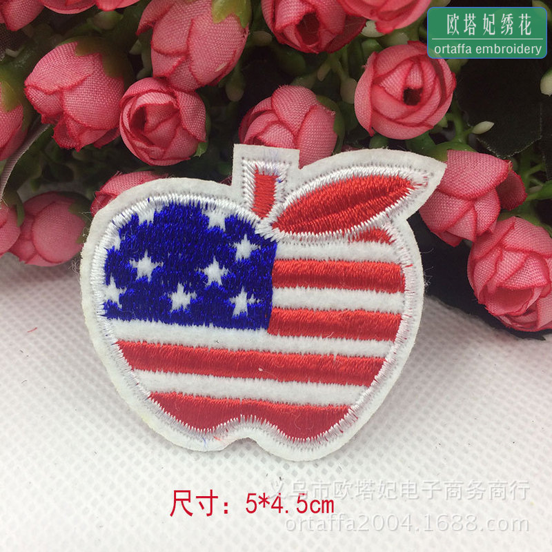 苹果刺绣布贴 绣花贴布标商标批发 衣服补丁贴徽章胸标熨烫贴加工