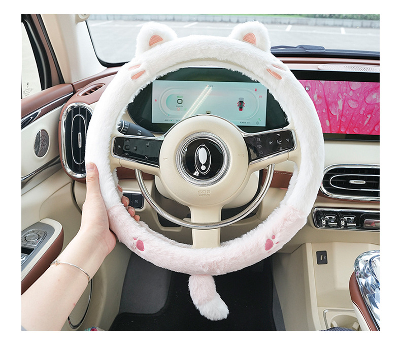 Blue Rain Car Steering Wheel Cover Winter Plush Warm Antifreeze Car Handle Cover Cute Car Steering Wheel Cover