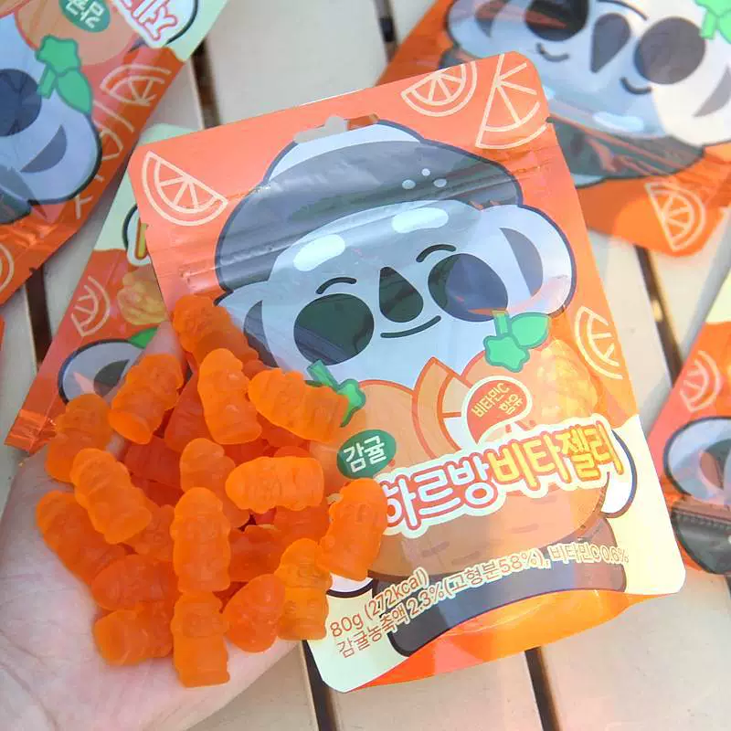 Корейские жевательные конфеты с апельсиновым соком в форме дедушки, местная закуска из камня, 80 г