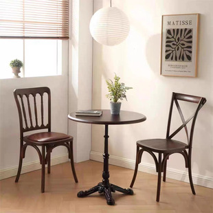 Retro Solid Wood Dining Tables and Chairs for Home and Commercial Use, Dessert Shops, Cafes, Milk Tea Shops, B&Bs, One-Stop Complete Dining Tables and Chairs