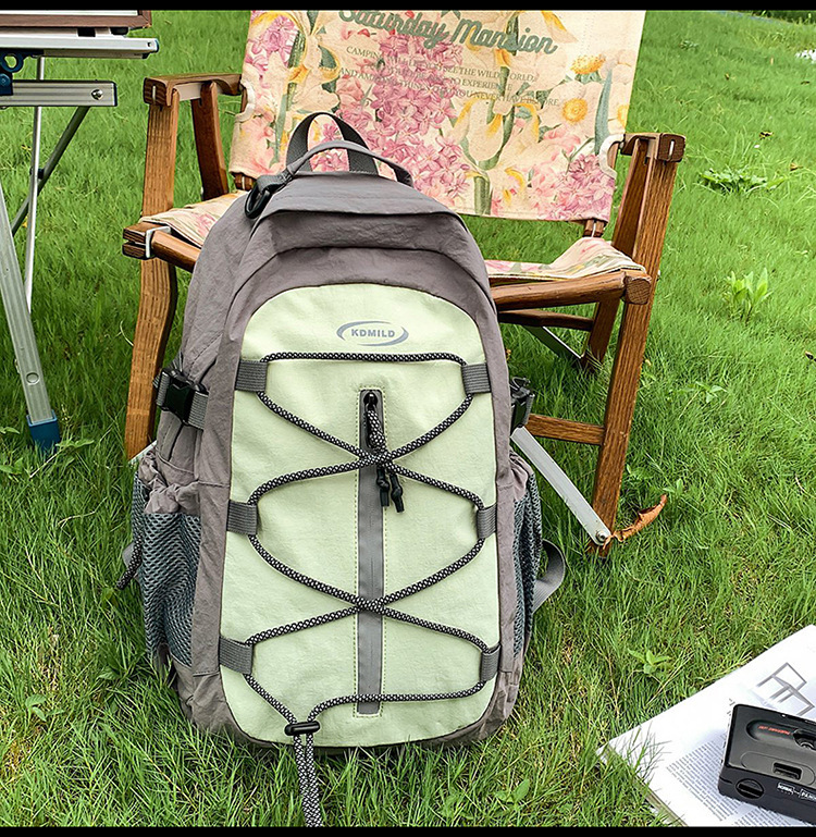 森系ins新款高颜值清新撞色拼接背包情侣轻便登山旅行春游双肩包|undefined