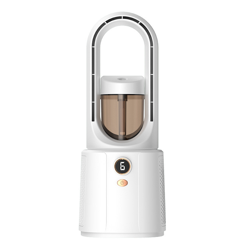 Transfronterizo de cinco hoyos humidificador ventilador de escritorio humidificador de pulverización de carga USB ventilador sin cuchilla portátil mute torre de refrigeración