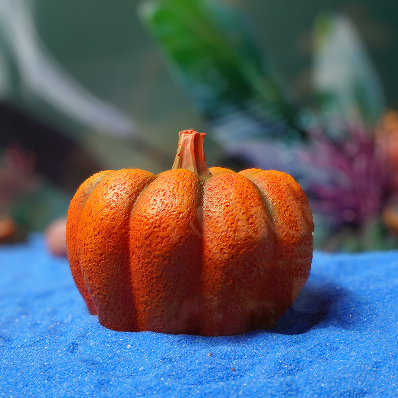 Escenario de Halloween acuario decoración de pecera simulación de dibujos animados decoración de resina vegetal calabaza rota pescado camarones refugio casa