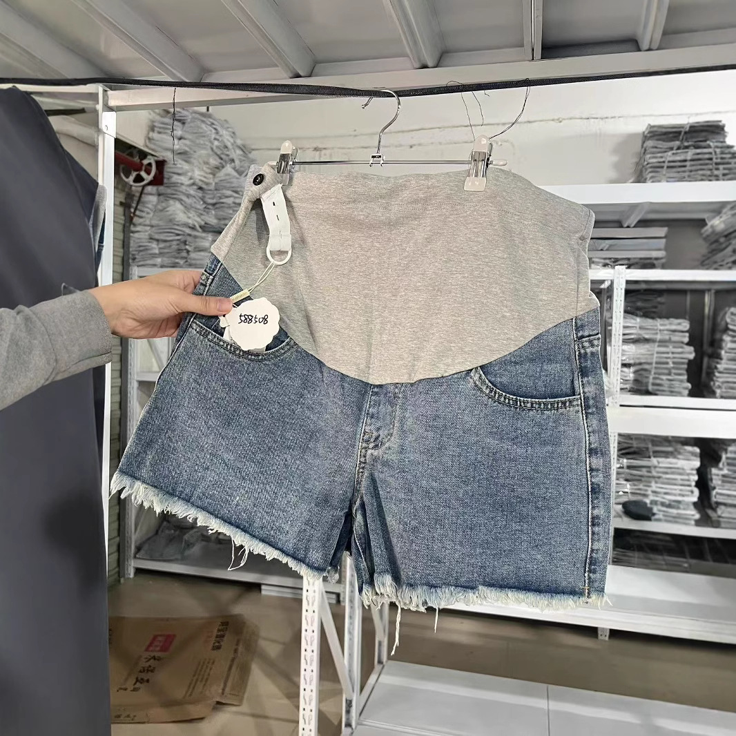 Maternity Shorts Women's Summer Thin Outer Wear Maternity Pants Loose Bottoming Large Size Wide Leg Denim Shorts Spring and Summer Wear