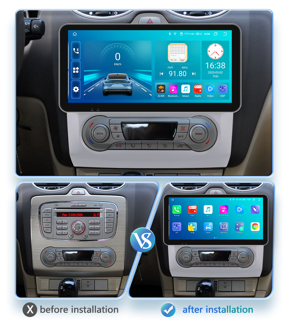 Suitable for 04-11 Ford Focus Android Large Screen Car Navigator with Wireless Carplay