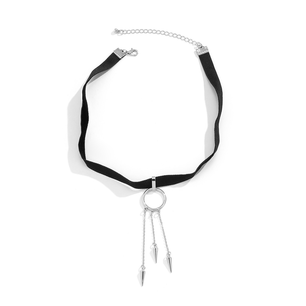 Simple Black Flannel Geometric Ring Clavicle Necklace Wholesale display picture 3