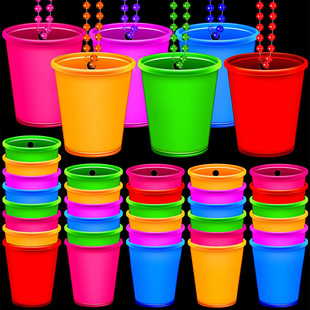 Halloween Carnival Luminous Bead Chain Cup Luminous Necklace Small Wine Glass Single Girl Neon Party Decoration