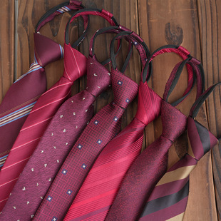 8cm Men's Wedding Groom Red Festive Zipper Tie-Free Tie Striped Floral Suit Wedding Accessories