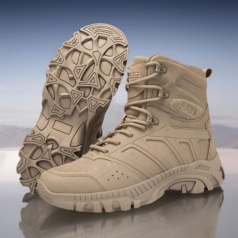 Ventas directas de fábrica de botas tácticas de hombre de gran tamaño para caminar al aire libre zapatos de entrenamiento resistentes al desgaste botas de combate al aire libre de ayuda media transfronteriza hombres