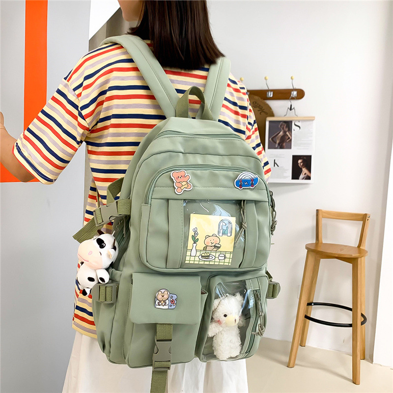 ins-style Large Capacity High School Student Schoolbag Women's Korean-style Harajuku ulzzang Cartoon Backpack for Junior High School Students Backpack