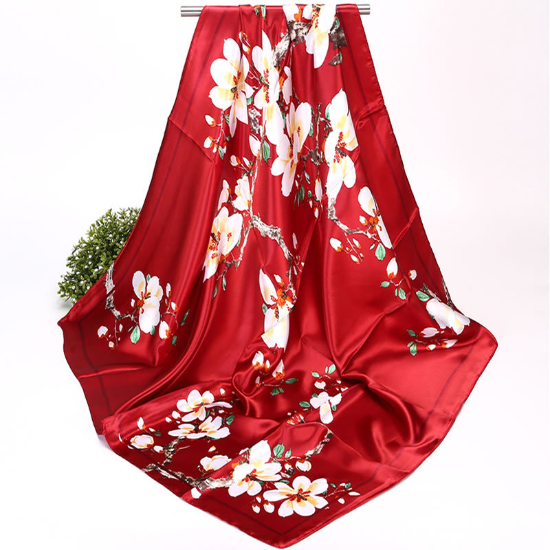 Fashionable Luxurious 90 Cm Imitation Silk Scarf Women's Simple Square Multi-Functional Shawl/scarf For All Seasons_voghion.com