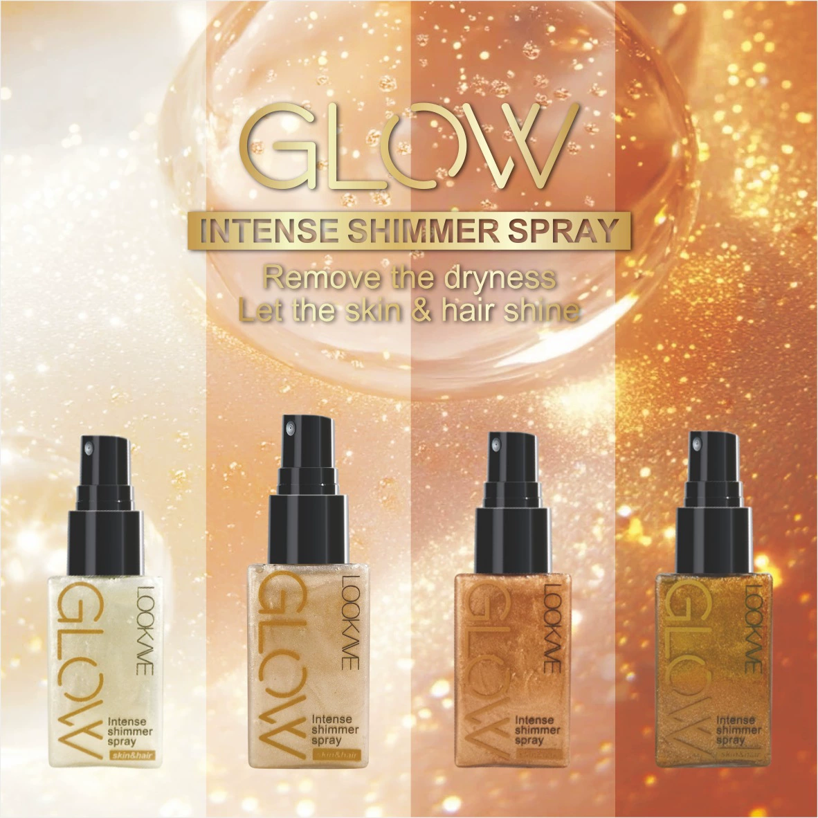 LOOKAVE Intense Shimmer Spray, полная английская упаковка, спрей-хайлайтер, перламутровый спрей для фиксации макияжа