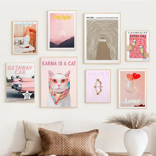 Girl's cute poster painting core decorative painting modern living room wall hanging painting one-piece delivery HD canvas painting