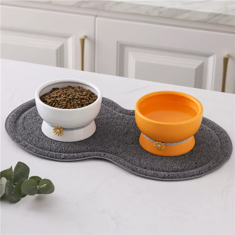  tall footed ceramic cat and dog water bowl to prevent black chin matte black pet bowl small black grain bowl