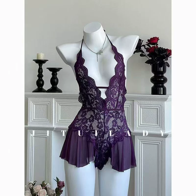 Кружевное сексуальное нижнее белье (плюс-сайт) — европейский стиль Babydoll, прозрачное эластичное кружево, от S до 3XL