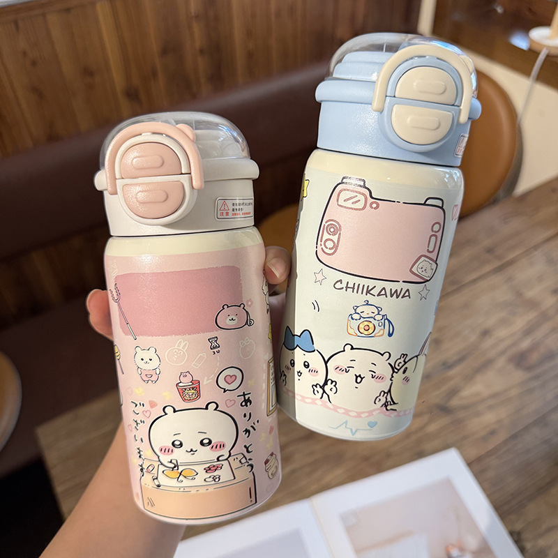 双饮吸管保温杯ins304不锈钢杯子女生学生卡通小兔水杯卡通水杯|undefined