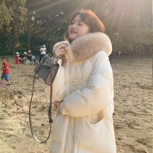 韩版羽绒服女2025冬季新款白鸭绒过膝中长款狐狸毛领加厚保暖外套