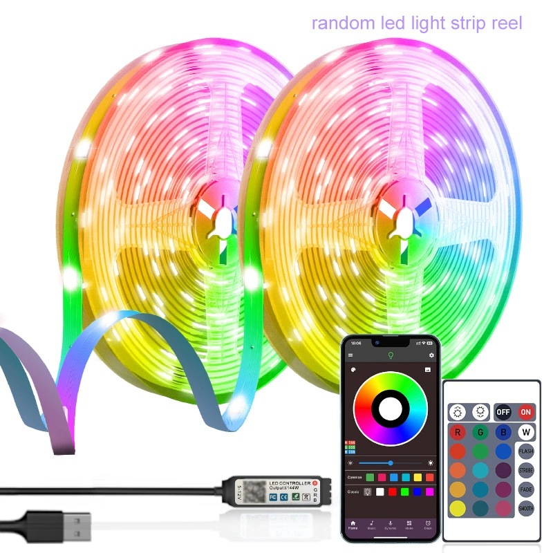 Накладная светодиодная лента RGB 5050 5В, многоцветная с регулируемой яркостью, управление Bluetooth/инфракрасное