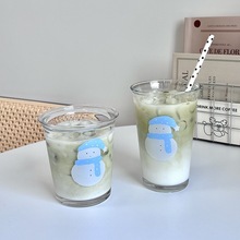 自制圣诞雪人玻璃杯冷萃咖啡杯水杯玻璃杯牛奶杯情侣杯子早餐杯
