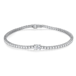 Rich Daughter's Elegant Bracelet 18K Gold Set with Cultured Diamonds 0.4 Carat Diamond Platinum Row Diamond Bracelet Classic Style