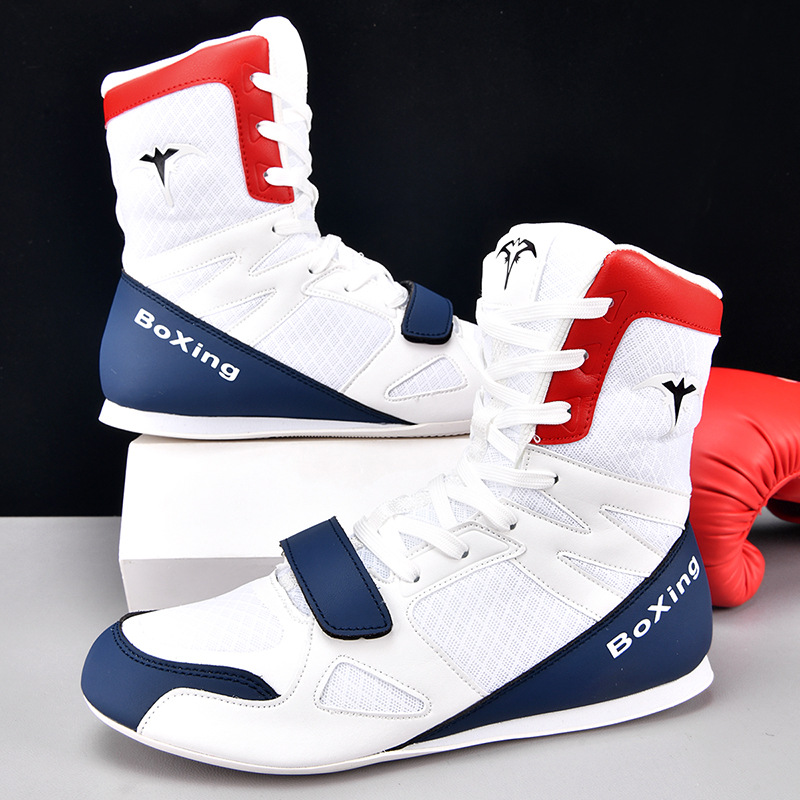 Explosiones transfronterizas para hombres adultos nuevos zapatos de boxeo zapatos de lucha libre resistentes al desgaste de color sólido de alta explosión zapatos de lucha libre de boxeo largo