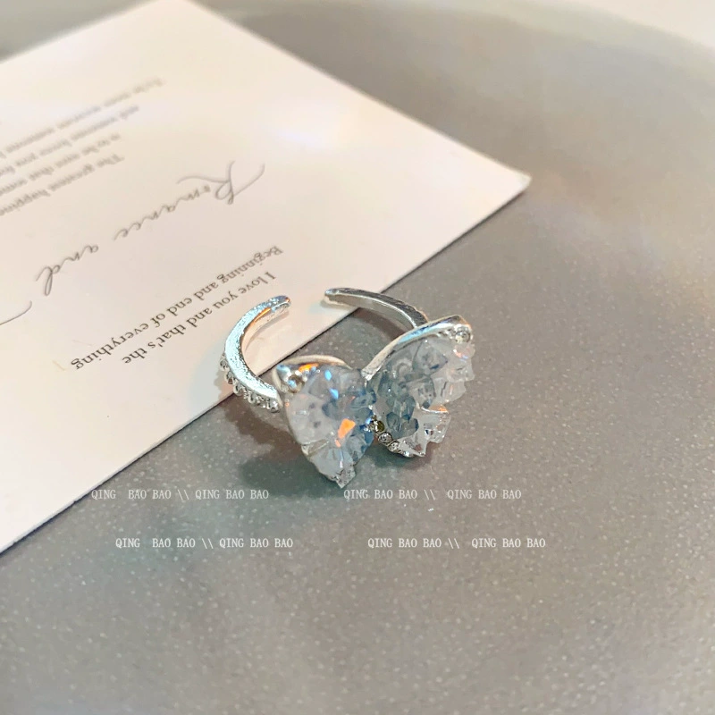 Ring adjustable, zircon micro-inlay, light-luxury simple elegant for index finger