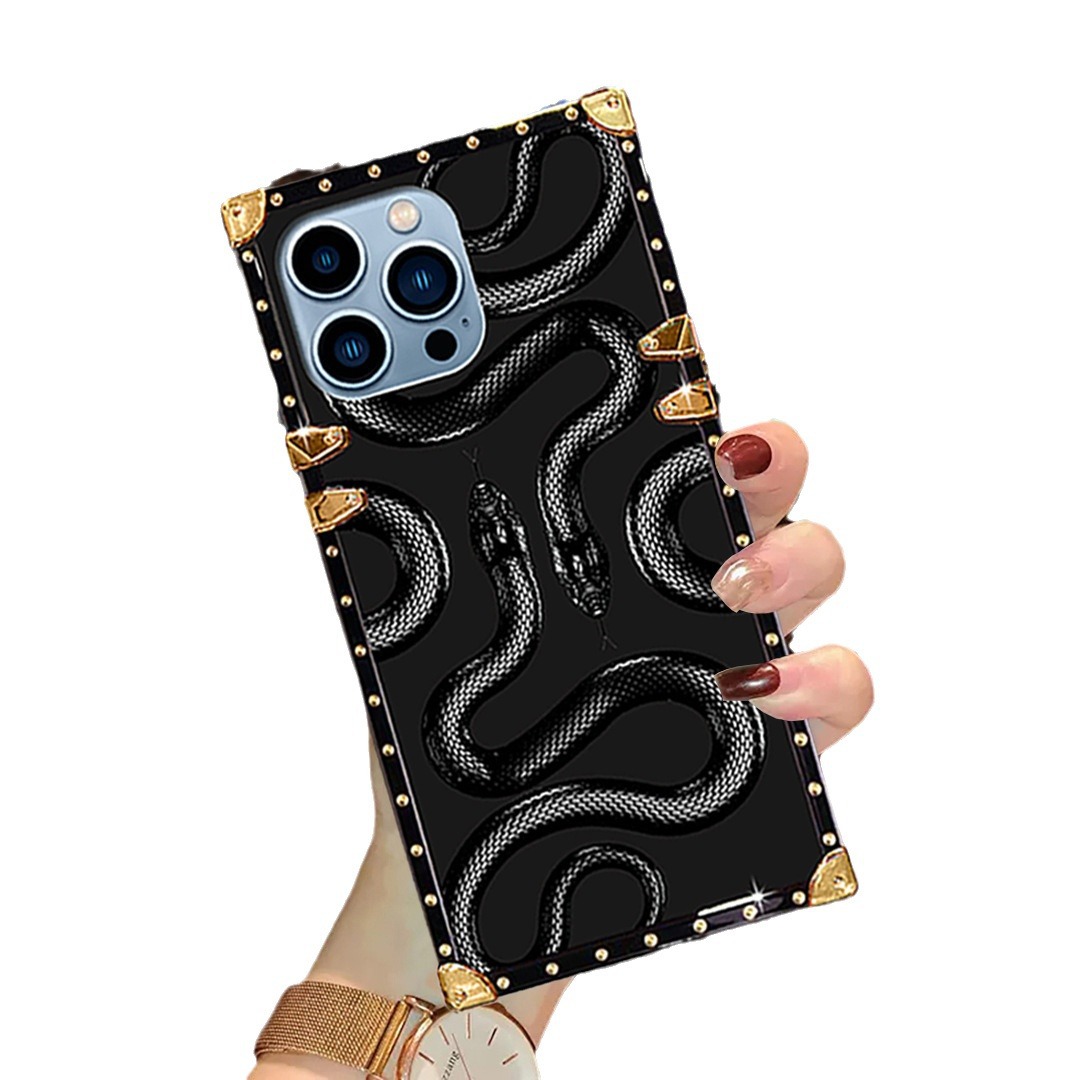 Convient pour iPhone 15 PROMAX Étui anti-chute carré Apple 14 à motif coloré de marque classique et tendance_voghion.com