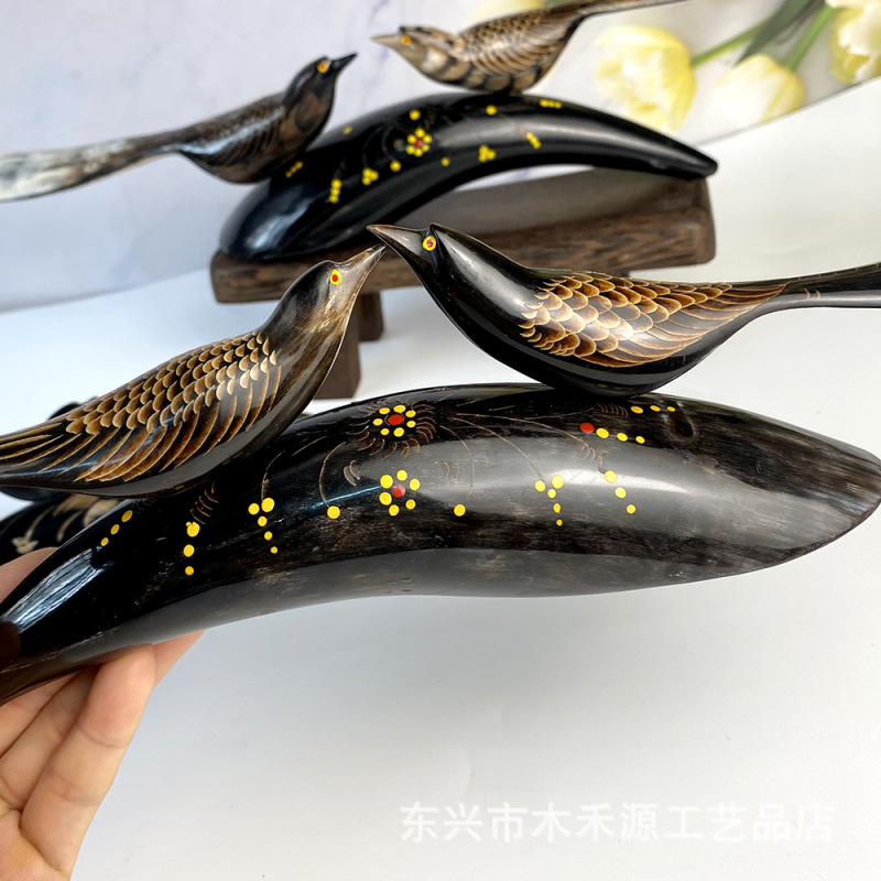 卸売牛角工芸品カササギ装飾品ホームリビングルームデスクトップ装飾品絶妙な|undefined