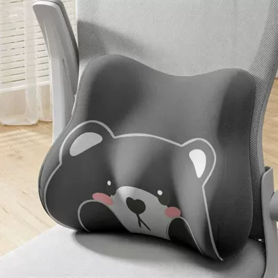Cross-border cartoon bear lumbar support cushion for office workers, long-sitting waist protector, memory foam slow-rebound car cushion (Waist support) - dark-gray