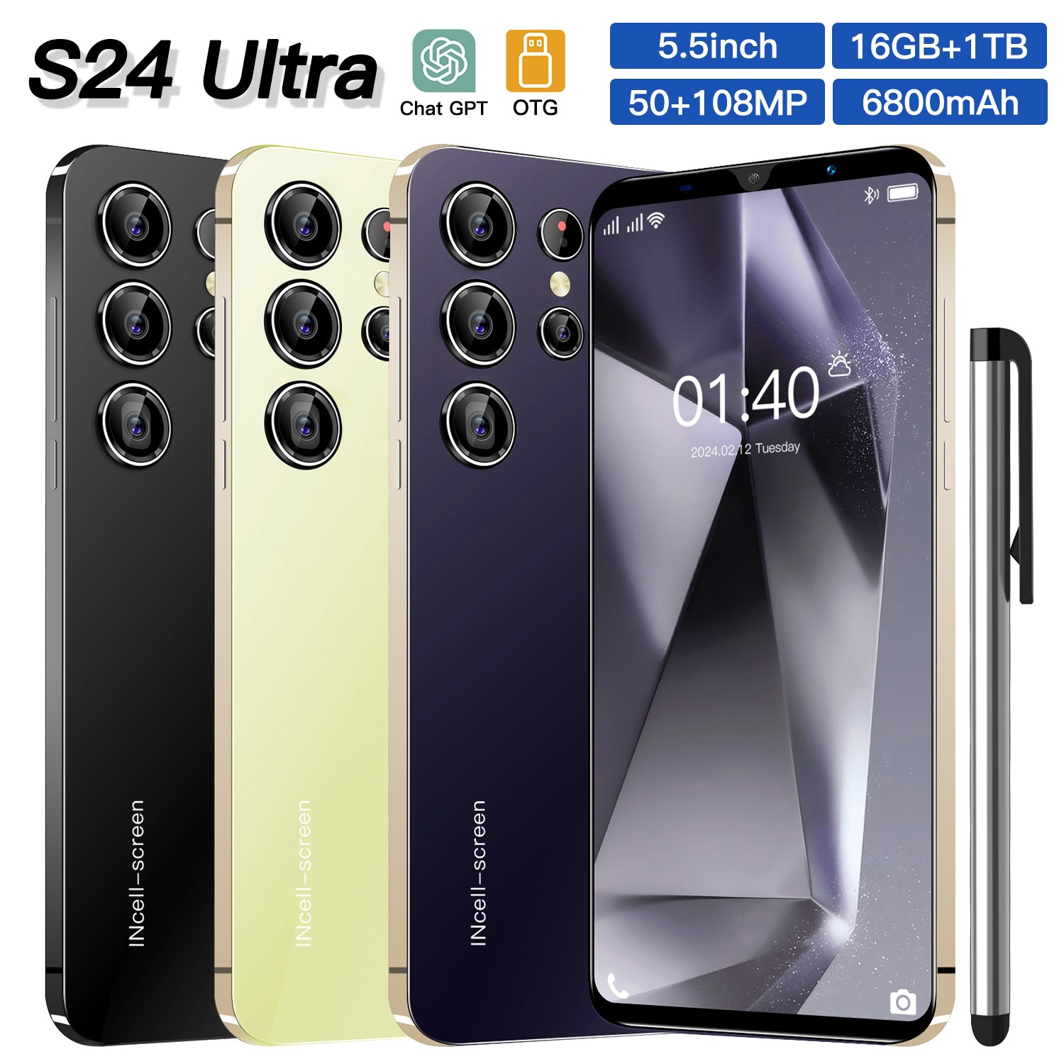 New Cross-border Smartphone S24 Ultra With High-definition Large...
