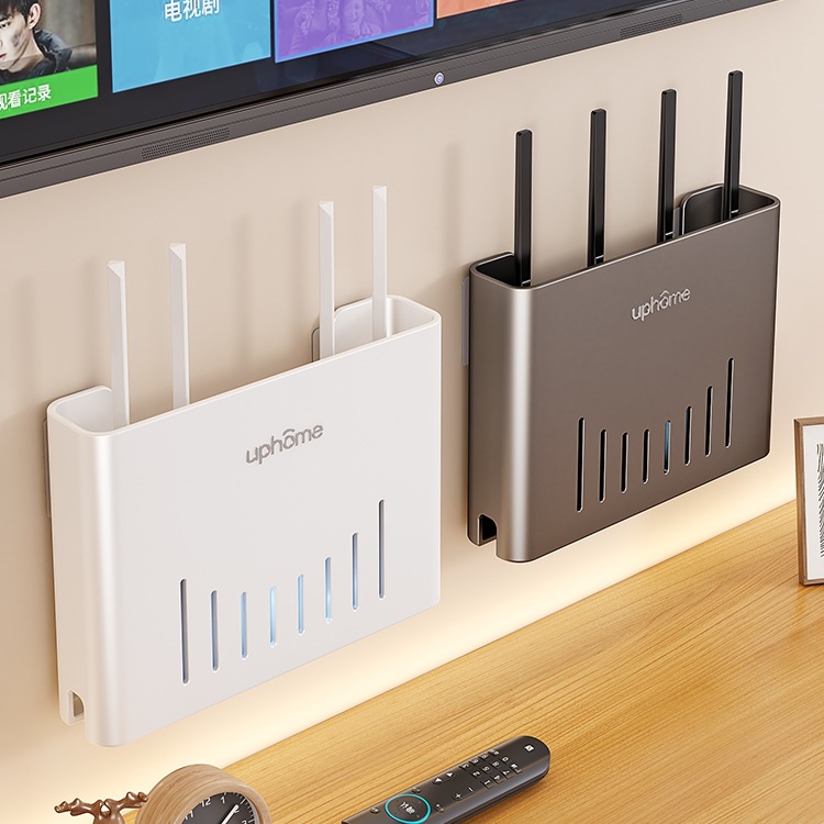 Wireless Router Hidden Storage Box Punch-Free Wall-Mounted Living Room Wall Rack for Wifi Light Cat Storage Rack
