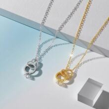 跨境新款爱心环钻戒极简风炉内真金钛钢项链女ins风锁设计感饰品