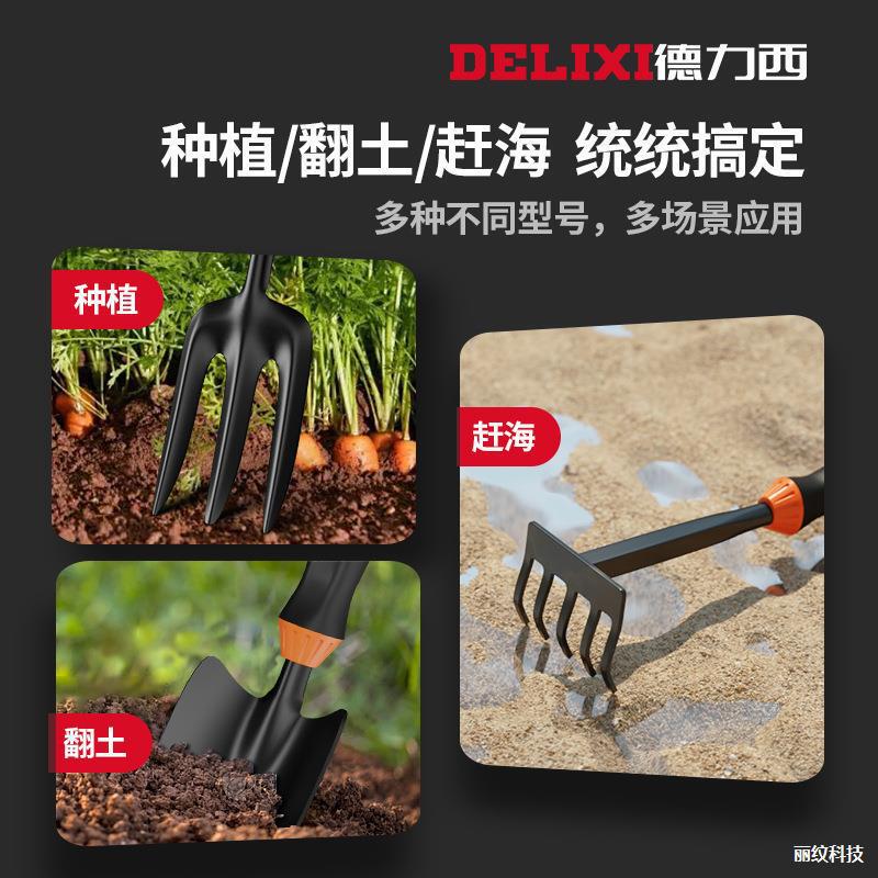 Delixi Garden Art Tools Small Shovel Rake for Home Use Flower Potting Digging Soil Planting Vegetable Three-Piece Set