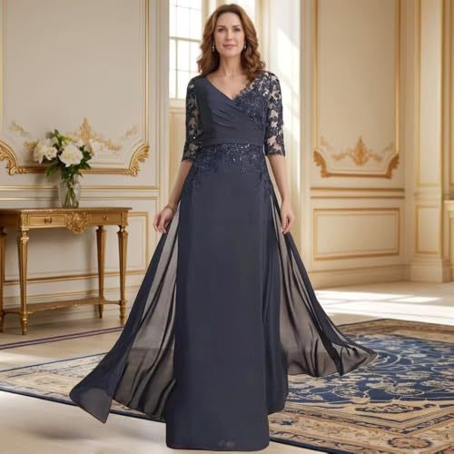 Cross-border evening dress, elegant chiffon evening gown, wedding dress for mother of the bride, mother-in-law's outfit, hostess dress, formal dress for church Cross-border evening dress, elegant chiffon evening gown, wedding dress for mother of the bride, mother-in-law's outfit, hostess dress, formal dress for church