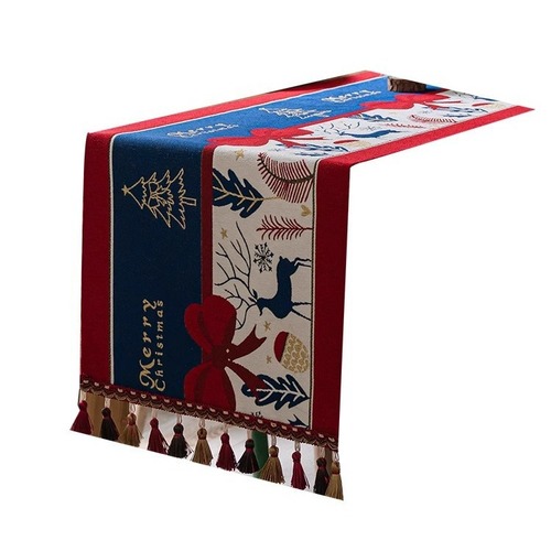 American Retro Christmas Style Table Flag Decor Strips, Luxurious and High-End, Tea Table, Dining Table, TV Stand Long Strip Festive Tablecloth