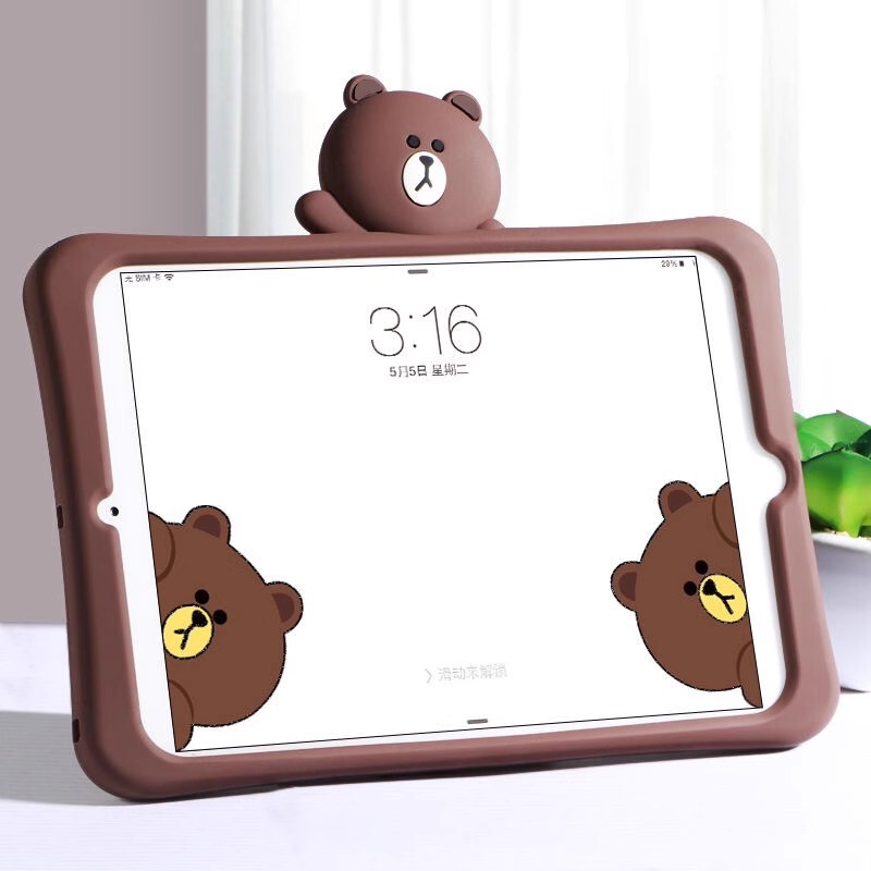 Suitable for iPad 10Th Generation Protective Cover Pro11 Tablet Mini67 Silicone Air1 Bear Stand 5 Cartoon Cute Shell