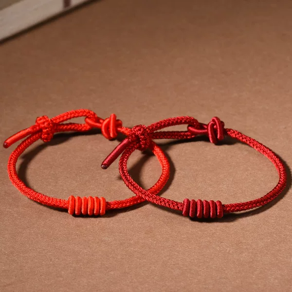 Hand-woven eight-strand red rope bracelet semi-finished DIY wearable lucky beads gold pendant jewelry red bracelet for women