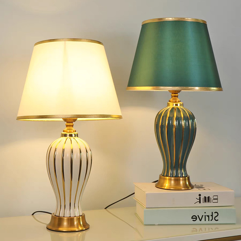 País americano lámpara de mesa de cerámica estudio dormitorio Retro Decoración cabecera modelo creativo habitación hogar lámpara de mesa Decoración